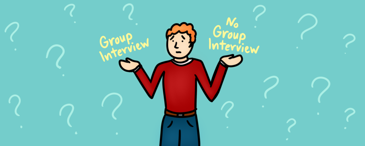 Man contemplating group interview or no group interview